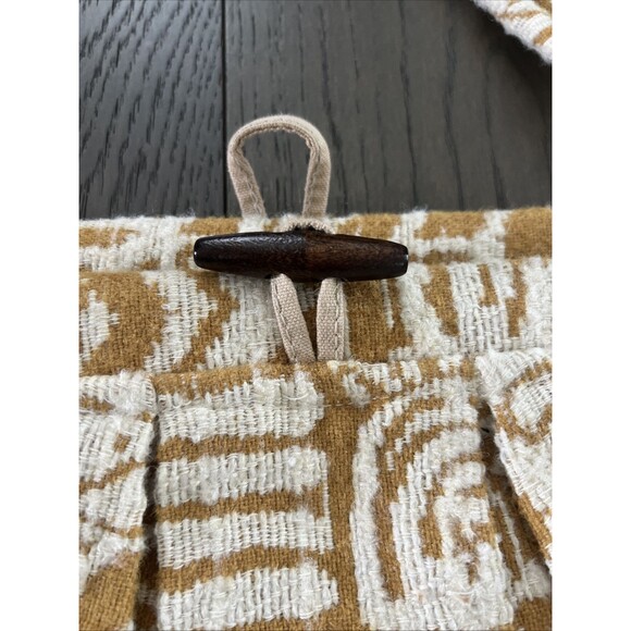 Vintage Yellow Cream Large Shoulder Bag Wooden Toggle Buttons - Picture 3 of 8